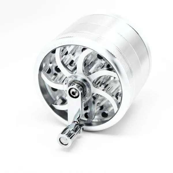 Sharpstone Herb Grinder 4 Piece w/ Handle Silver 75mm