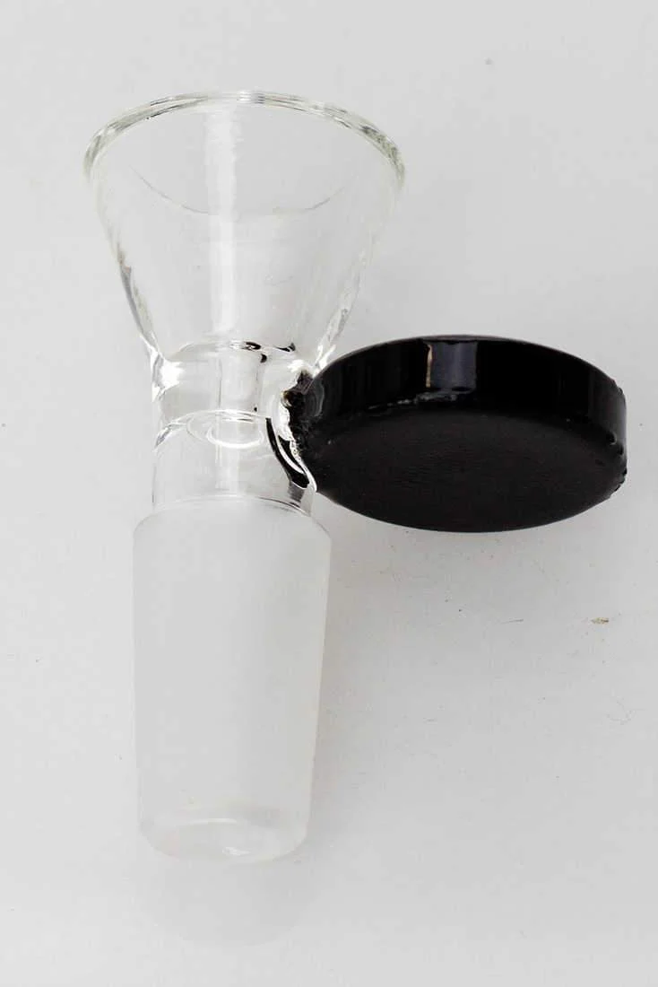 Glass bowl with round handle