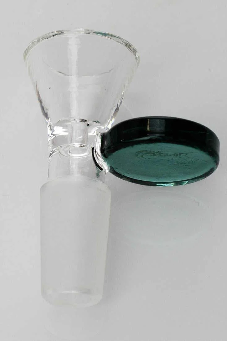 Glass bowl with round handle