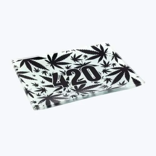 V-syndicate- 420 B&w Glass Rollin' Tray