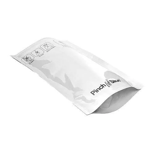 Mylar Bag Child Resistant Pinch & Slide Bag 3.5" x 5" White (50, 100 and 250 Count)