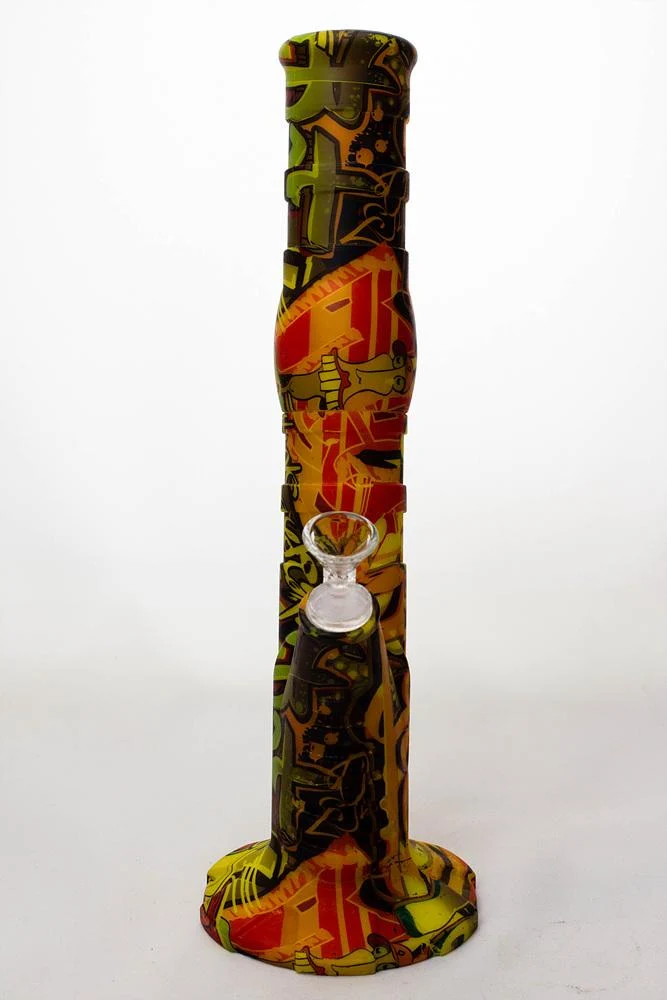 13" Detachable silicone yellow straight tube water bong