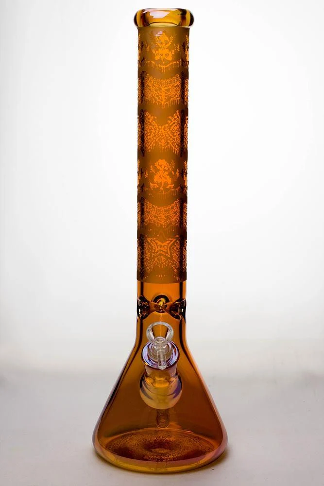 17 in. Genie Metallic 7 mm graphic glass beaker bong