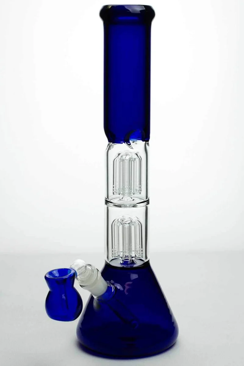 15" double 6 tree arms percolator glass water bong