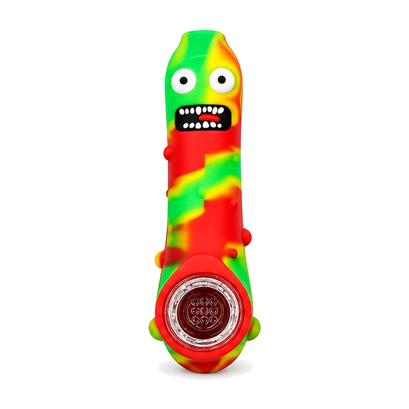 Pipa Pepinillo de Silicona — Cazoleta de Vidrio Removible