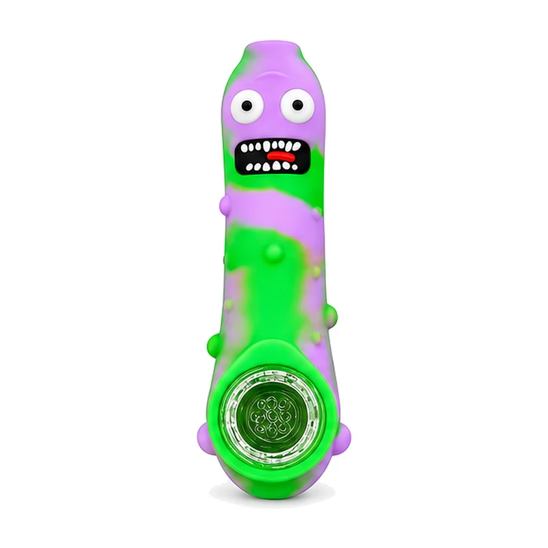 Pipa Pepinillo de Silicona — Cazoleta de Vidrio Removible