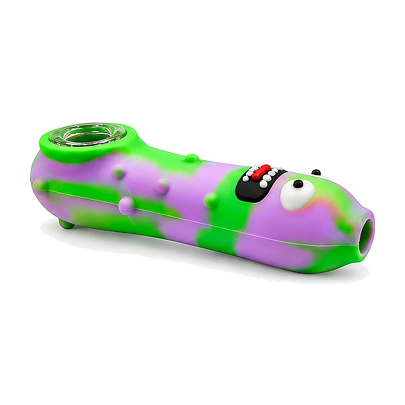 Pipa Pepinillo de Silicona — Cazoleta de Vidrio Removible