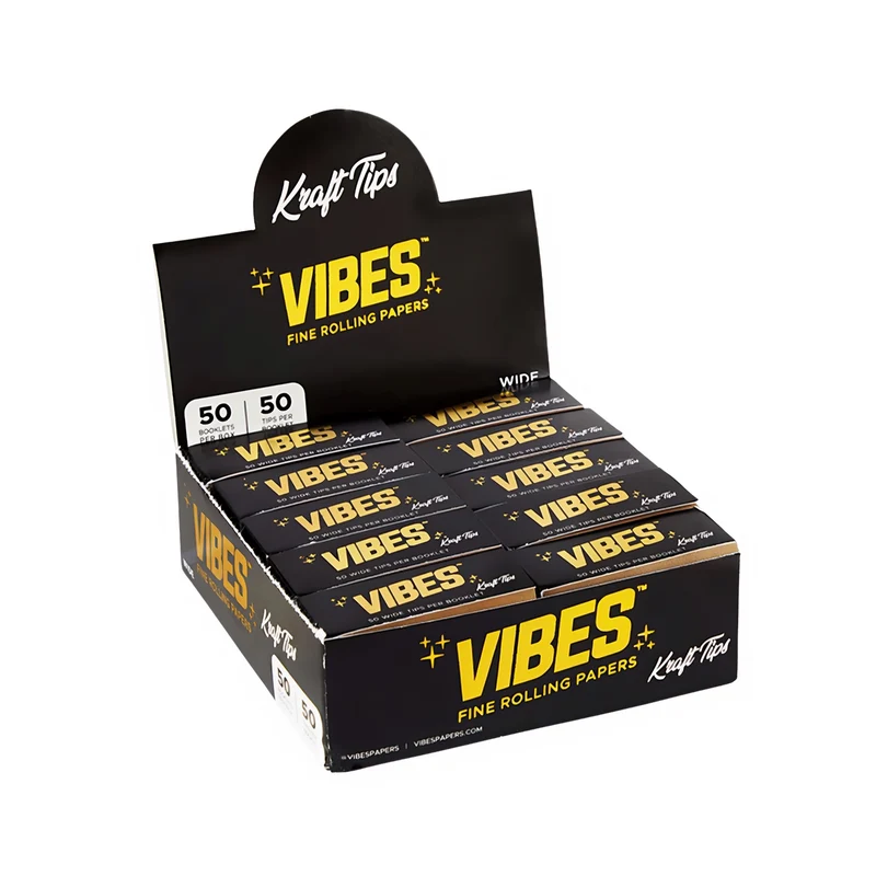 Filtros para enrolar VIBES Kraft Tips — 50 filtros, papel kraft sin blanquear
