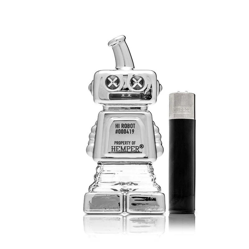 Hemper Hi-Robot Hand Pipe · Pipa de Bolsillo en Vidrio Cromado, 11,2 cm