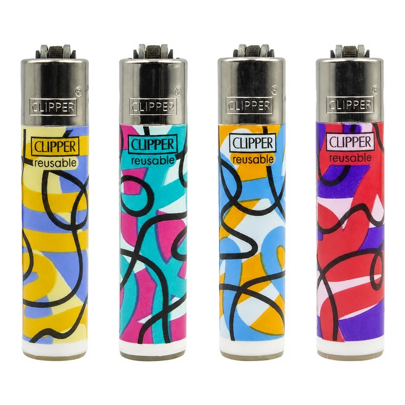 Encendedores Clipper Silhouettes — Colección de 4 Diseños de Línea Continua
