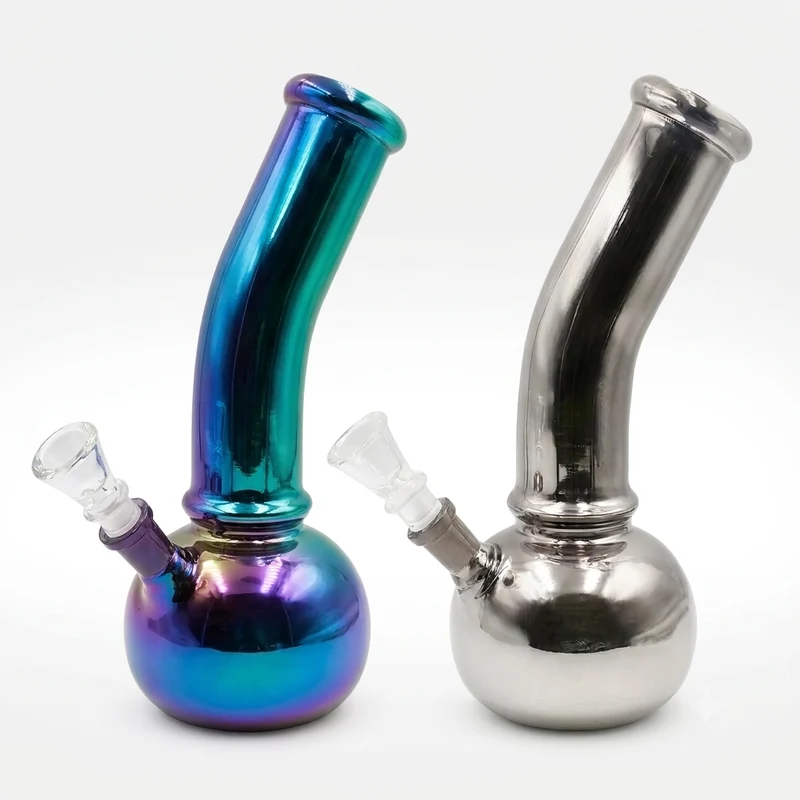 Bong Tornasol Metalizado de Vidrio — Base Burbuja 22.5 cm