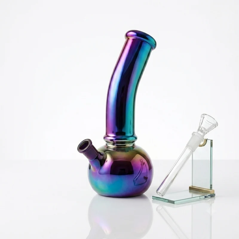 Bong Tornasol Metalizado de Vidrio — Base Burbuja 22.5 cm