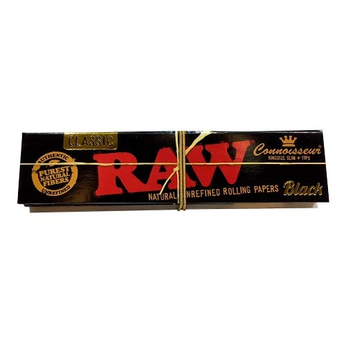 Papeles RAW Black Connoisseur King Size Slim con filtros – Ultra finos y “todo en uno”