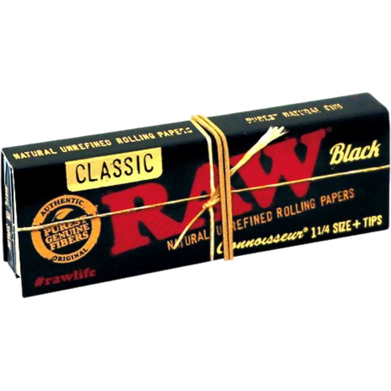 RAW Black Connoisseur 1 1/4 — Papel y tips en un mismo empaque