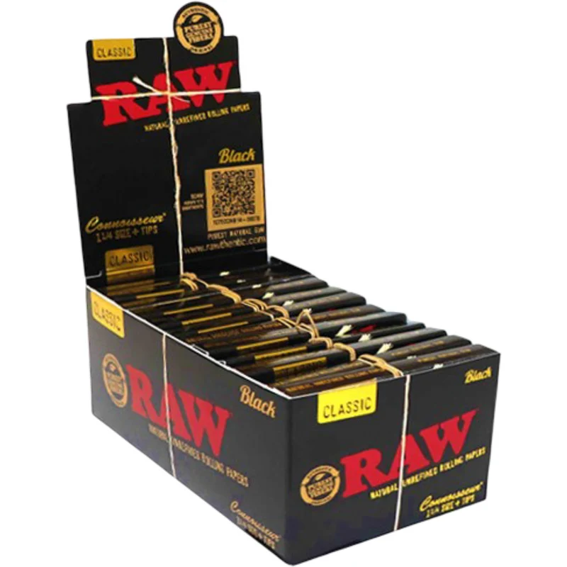 RAW Black Connoisseur 1 1/4 — Papel y tips en un mismo empaque