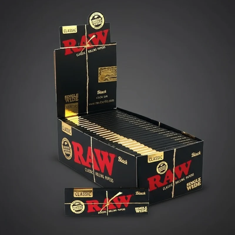 Papeles RAW Black Single Wide – Ultra finos, quema uniforme y sabor limpio
